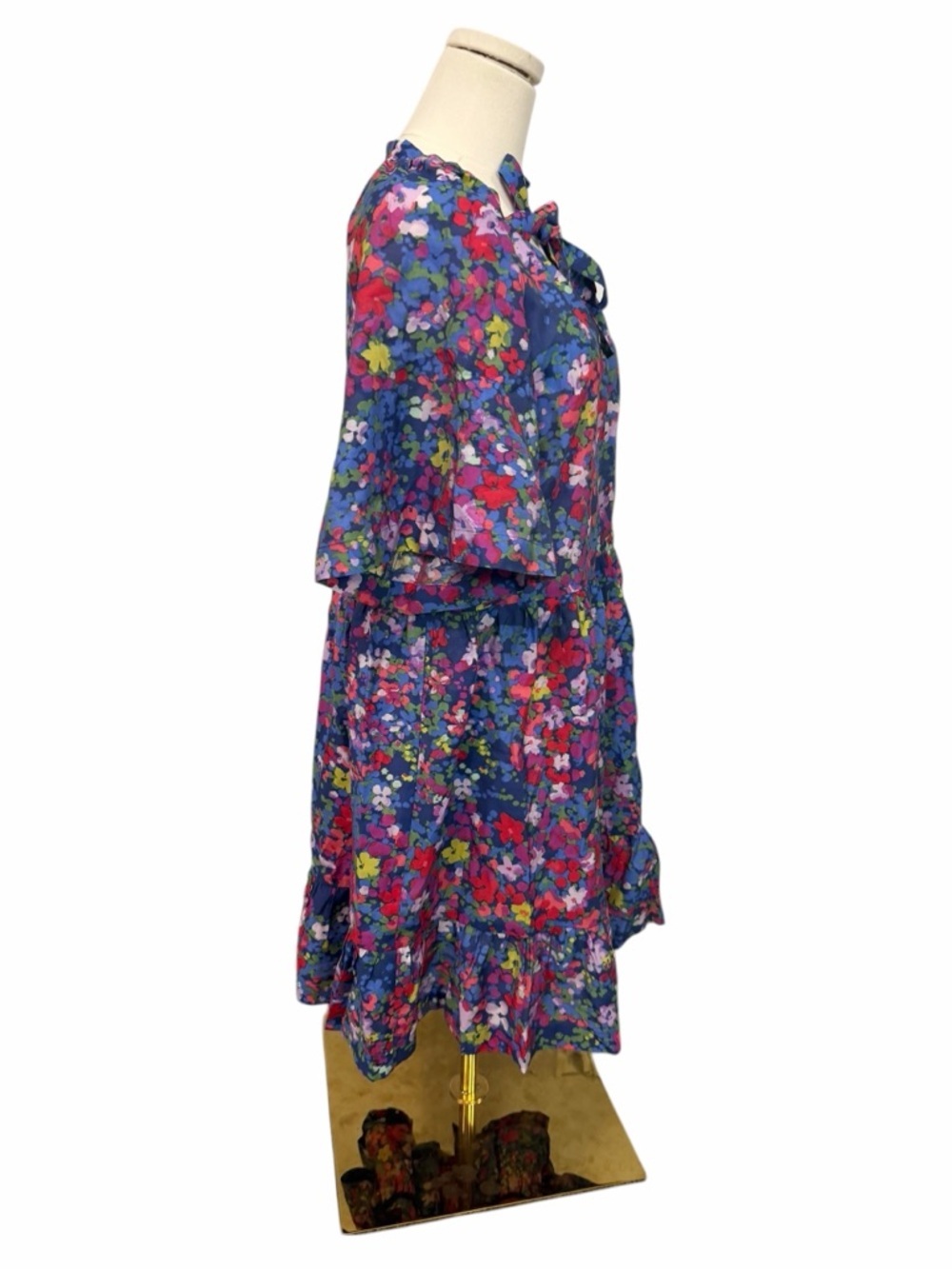 Summersalt Floral Print Tie Neck Tiered Knee Length Size S/M Beach Coastal - Picture 4 of 11